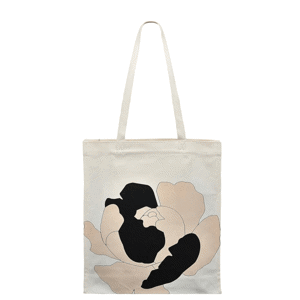 Floral Frame Natural Medium Open-Top Tote